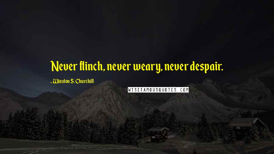 Winston S. Churchill Quotes: Never flinch, never weary, never despair.