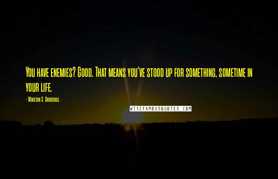 Winston S. Churchill Quotes: You have enemies? Good. That means you've stood up for something, sometime in your life.