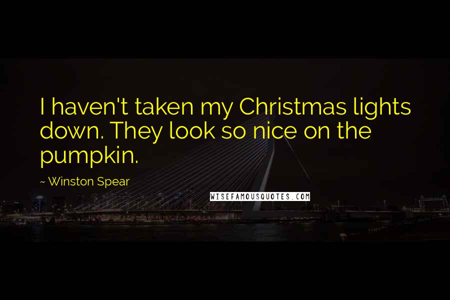 Winston Spear Quotes: I haven't taken my Christmas lights down. They look so nice on the pumpkin.