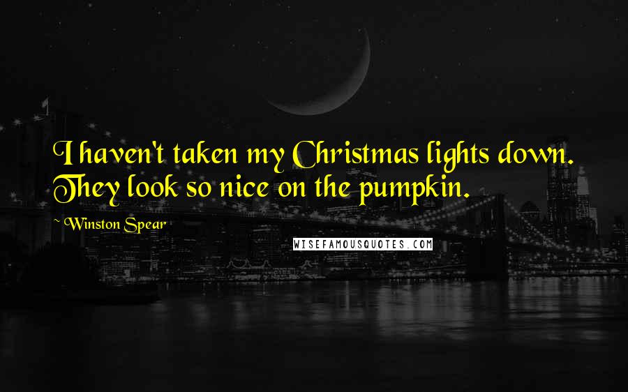 Winston Spear Quotes: I haven't taken my Christmas lights down. They look so nice on the pumpkin.