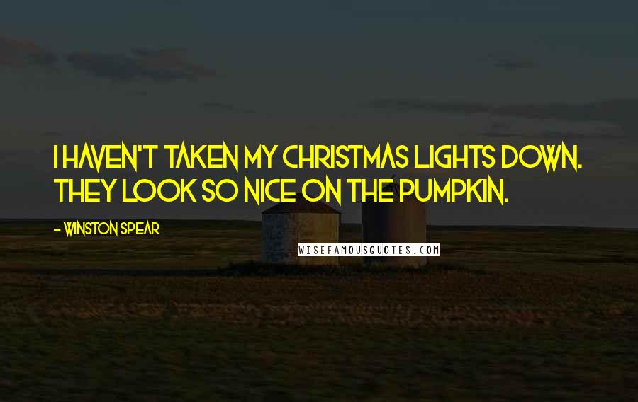 Winston Spear Quotes: I haven't taken my Christmas lights down. They look so nice on the pumpkin.