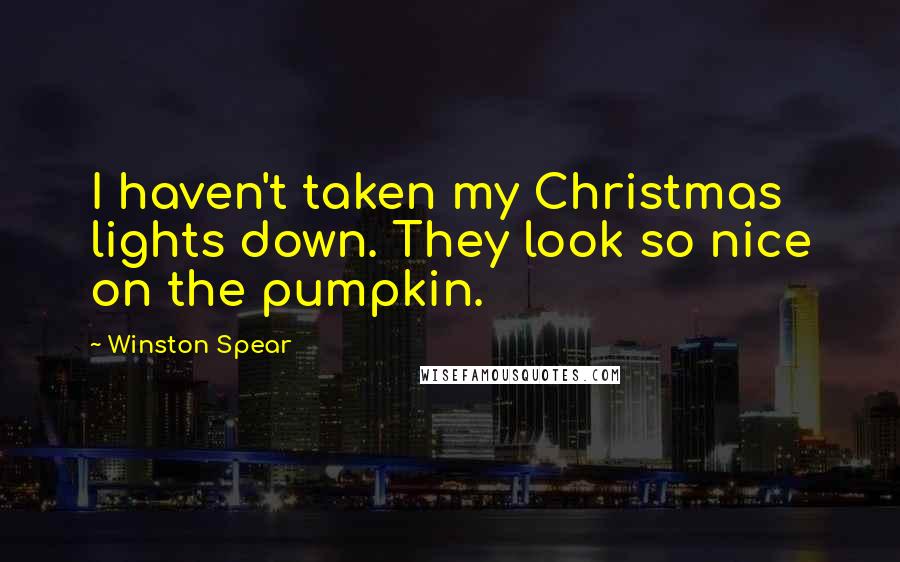 Winston Spear Quotes: I haven't taken my Christmas lights down. They look so nice on the pumpkin.