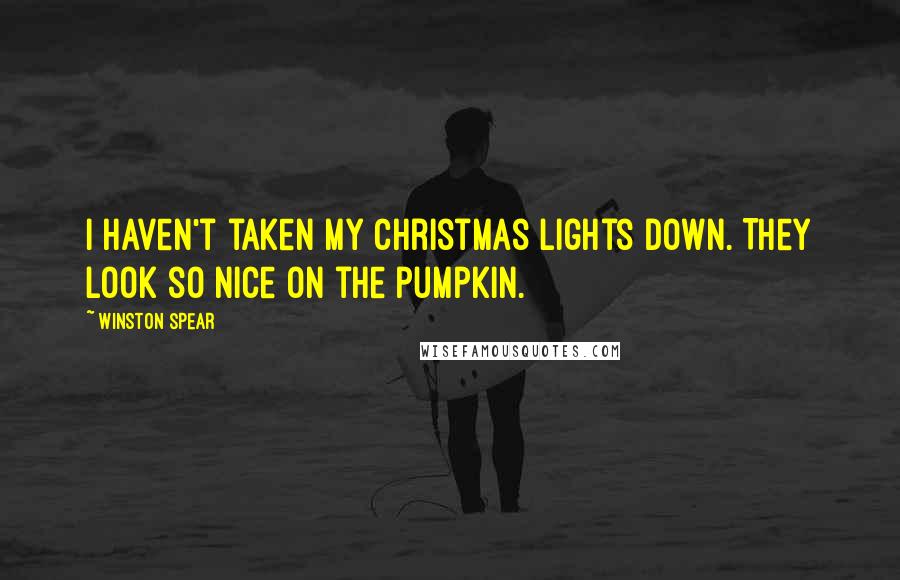 Winston Spear Quotes: I haven't taken my Christmas lights down. They look so nice on the pumpkin.