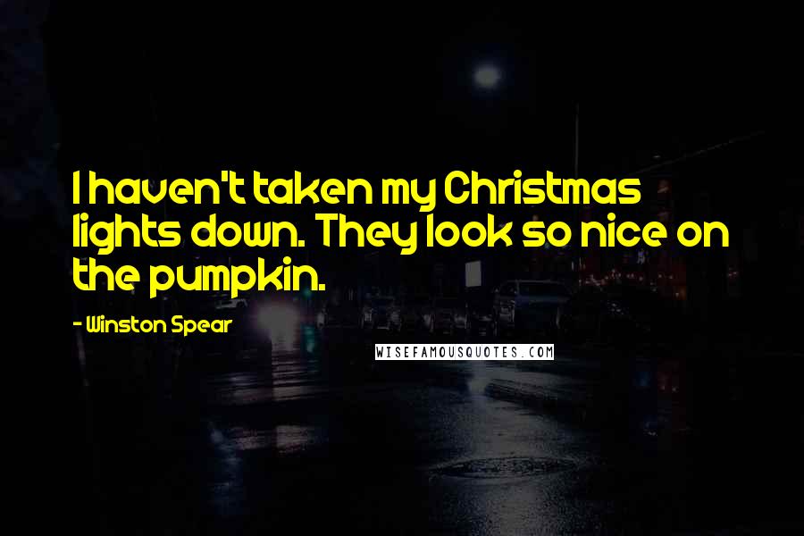 Winston Spear Quotes: I haven't taken my Christmas lights down. They look so nice on the pumpkin.