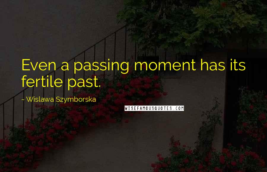 Wislawa Szymborska Quotes: Even a passing moment has its fertile past.