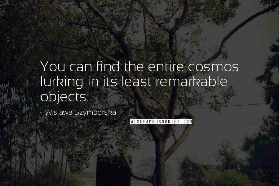 Wislawa Szymborska Quotes: You can find the entire cosmos lurking in its least remarkable objects.