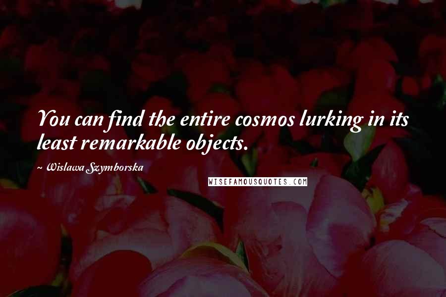 Wislawa Szymborska Quotes: You can find the entire cosmos lurking in its least remarkable objects.