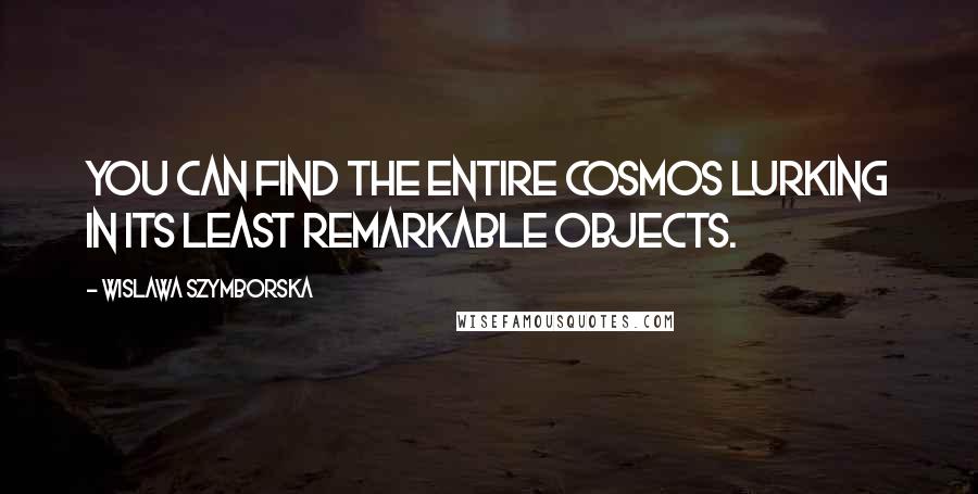 Wislawa Szymborska Quotes: You can find the entire cosmos lurking in its least remarkable objects.