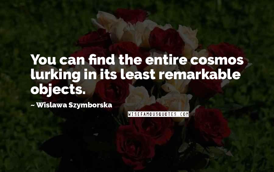 Wislawa Szymborska Quotes: You can find the entire cosmos lurking in its least remarkable objects.