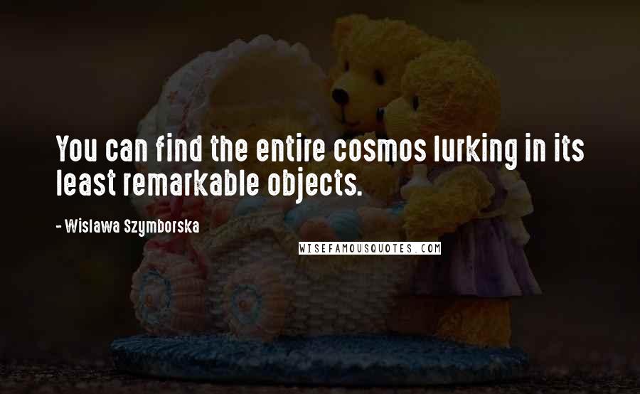 Wislawa Szymborska Quotes: You can find the entire cosmos lurking in its least remarkable objects.