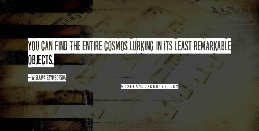 Wislawa Szymborska Quotes: You can find the entire cosmos lurking in its least remarkable objects.