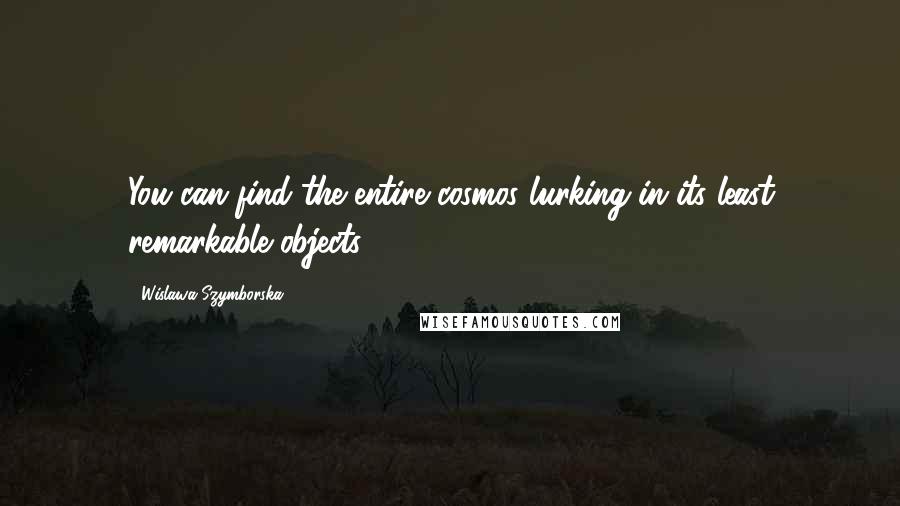 Wislawa Szymborska Quotes: You can find the entire cosmos lurking in its least remarkable objects.