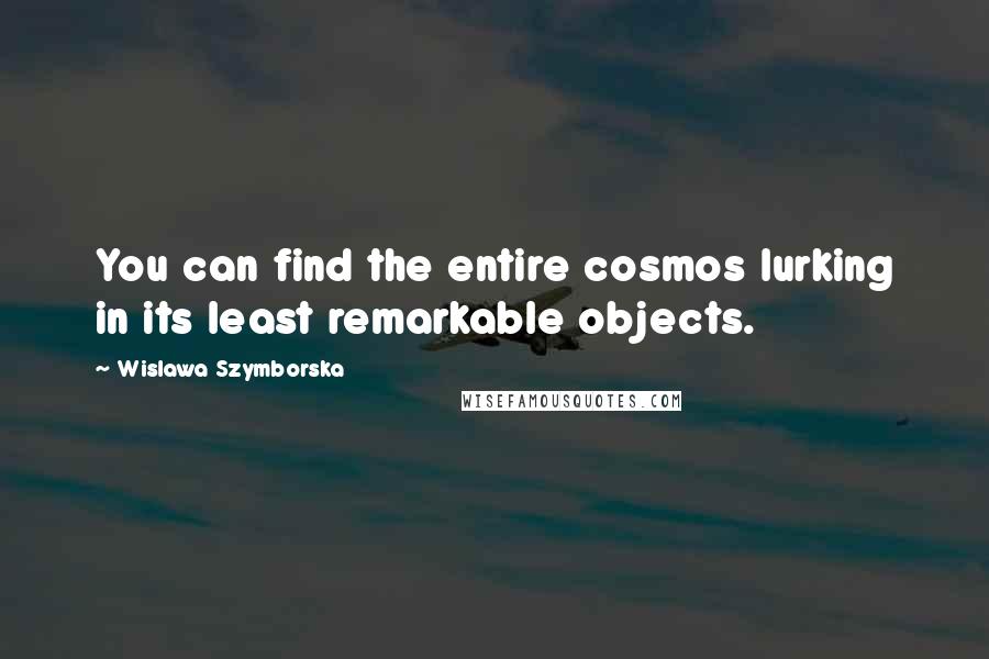 Wislawa Szymborska Quotes: You can find the entire cosmos lurking in its least remarkable objects.