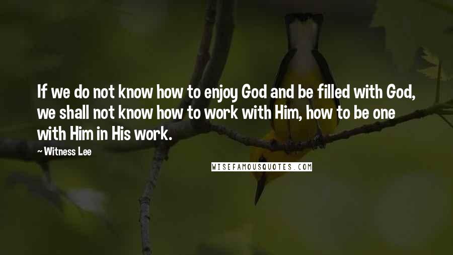 Witness Lee Quotes: If we do not know how to enjoy God and be filled with God, we shall not know how to work with Him, how to be one with Him in His work.