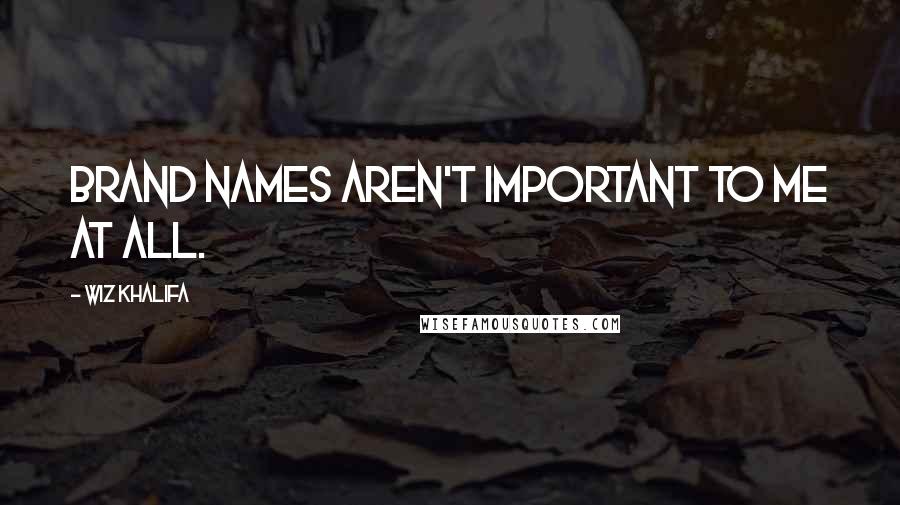 Wiz Khalifa Quotes: Brand names aren't important to me at all.