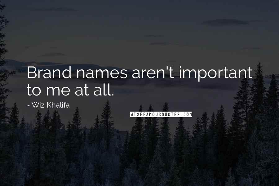 Wiz Khalifa Quotes: Brand names aren't important to me at all.