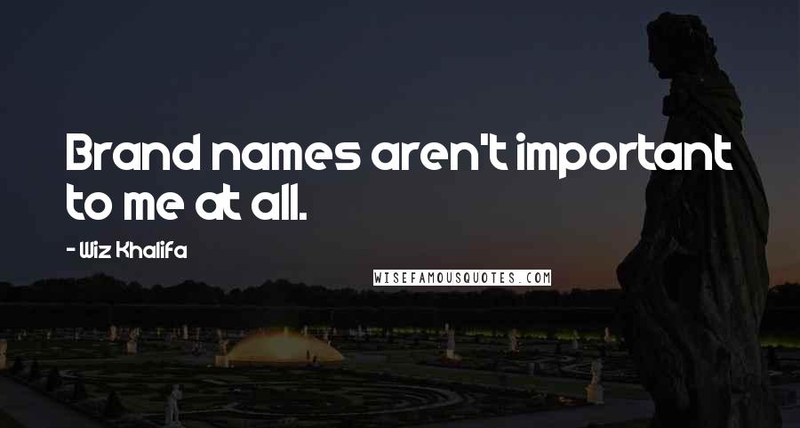 Wiz Khalifa Quotes: Brand names aren't important to me at all.