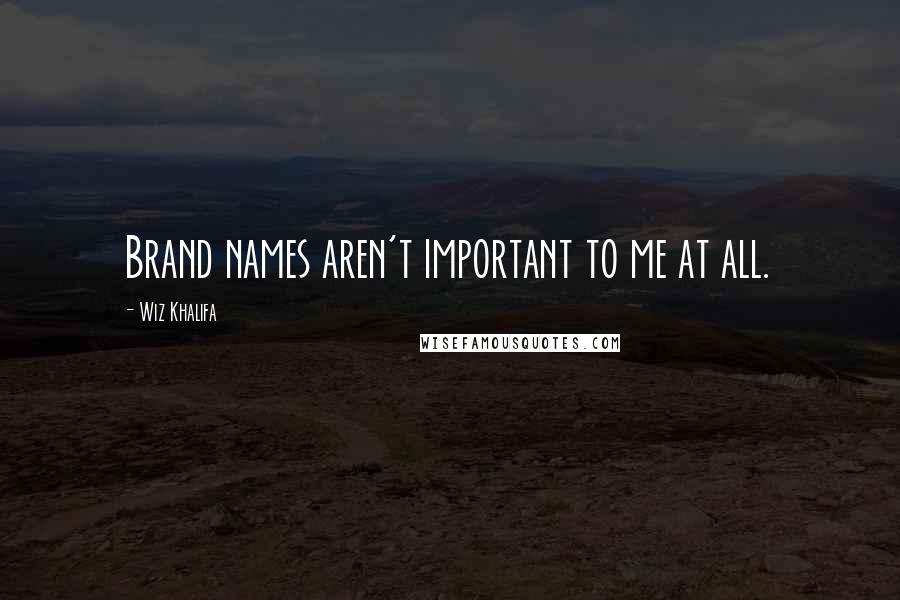 Wiz Khalifa Quotes: Brand names aren't important to me at all.