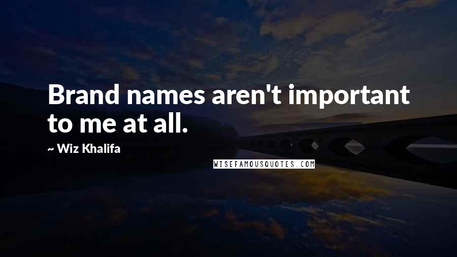 Wiz Khalifa Quotes: Brand names aren't important to me at all.
