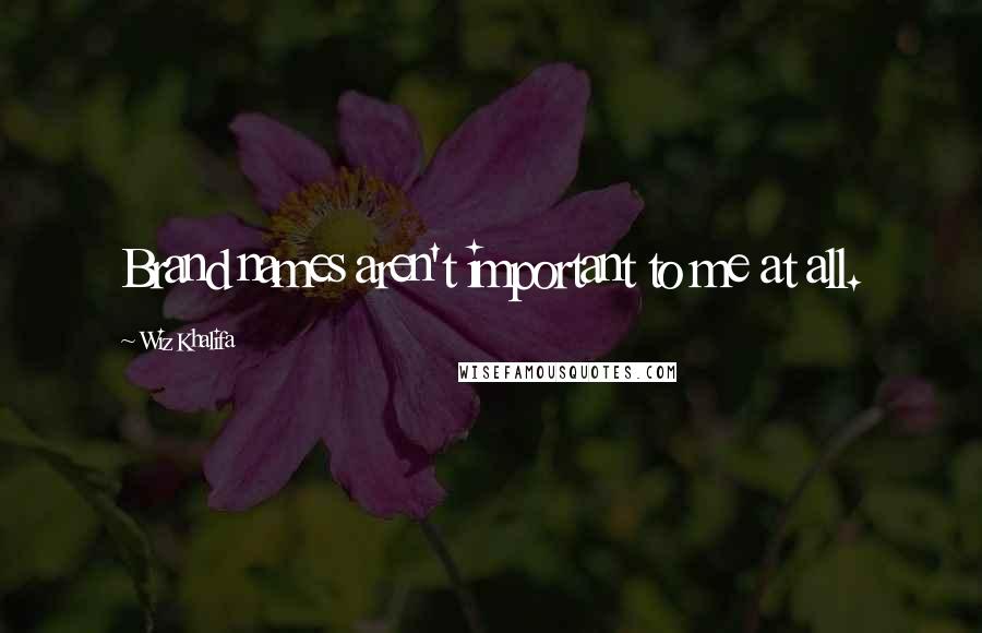 Wiz Khalifa Quotes: Brand names aren't important to me at all.
