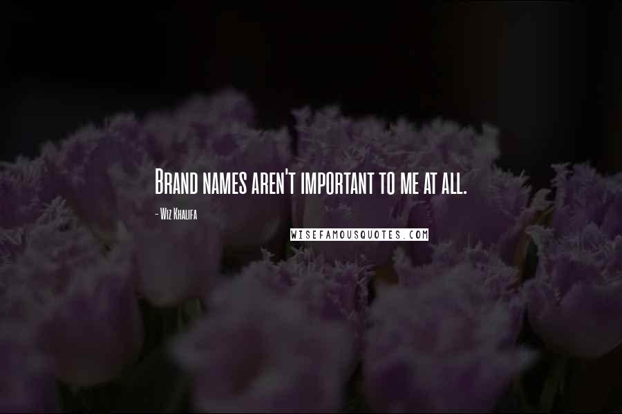 Wiz Khalifa Quotes: Brand names aren't important to me at all.
