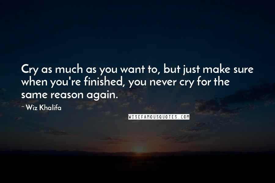 Wiz Khalifa Quotes: Cry as much as you want to, but just make sure when you're finished, you never cry for the same reason again.