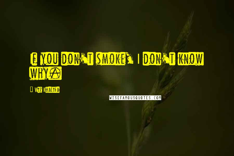 Wiz Khalifa Quotes: If you don't smoke, I don't know why.
