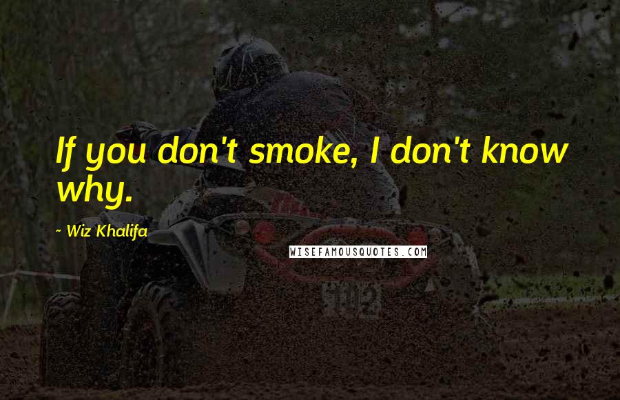 Wiz Khalifa Quotes: If you don't smoke, I don't know why.