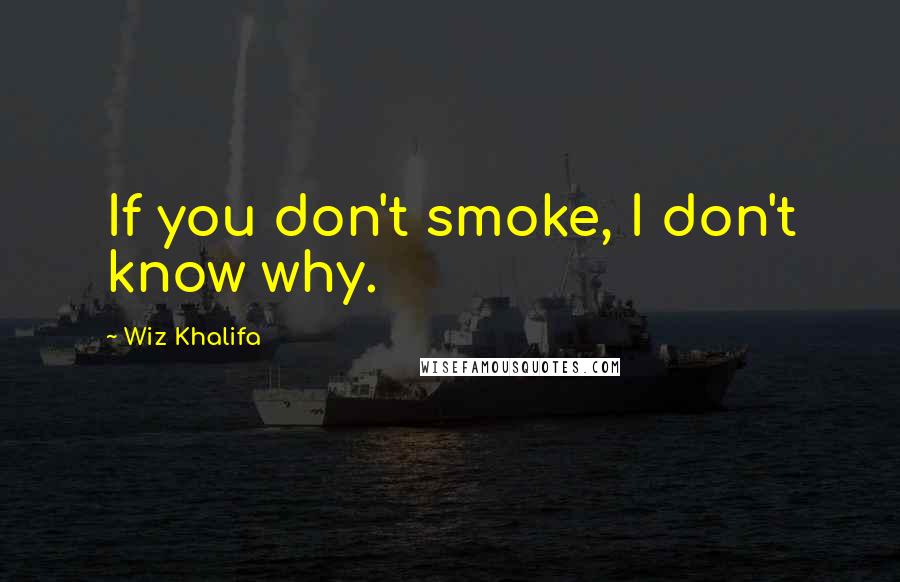 Wiz Khalifa Quotes: If you don't smoke, I don't know why.