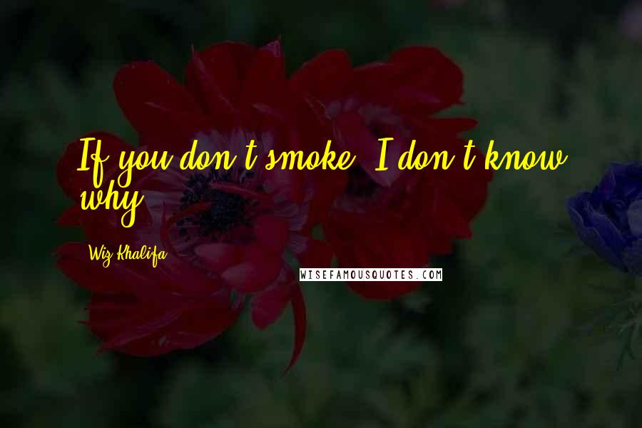 Wiz Khalifa Quotes: If you don't smoke, I don't know why.