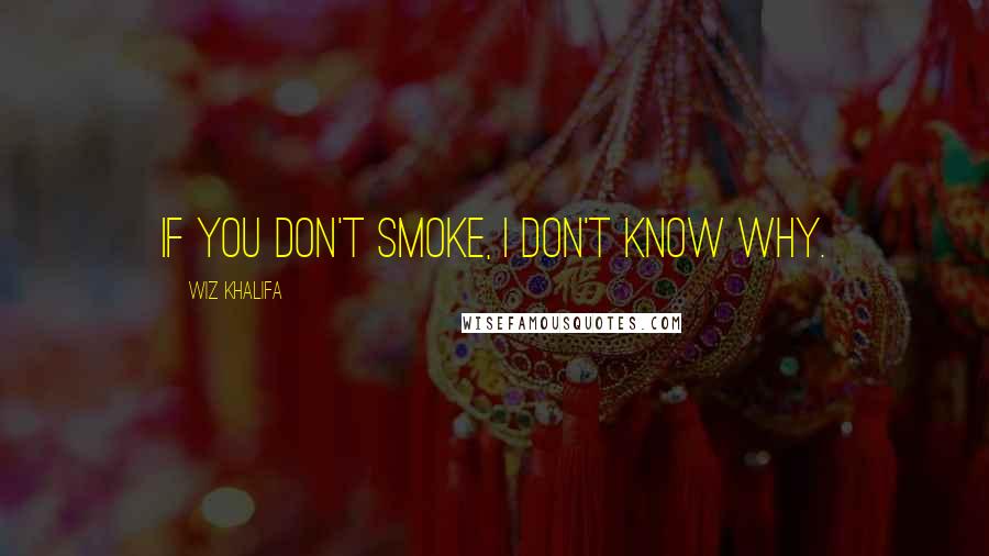 Wiz Khalifa Quotes: If you don't smoke, I don't know why.