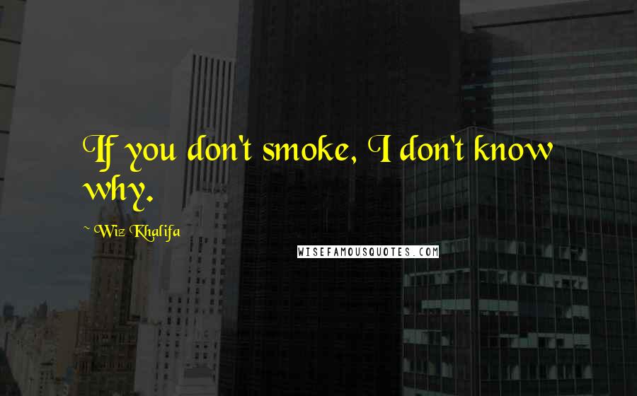 Wiz Khalifa Quotes: If you don't smoke, I don't know why.