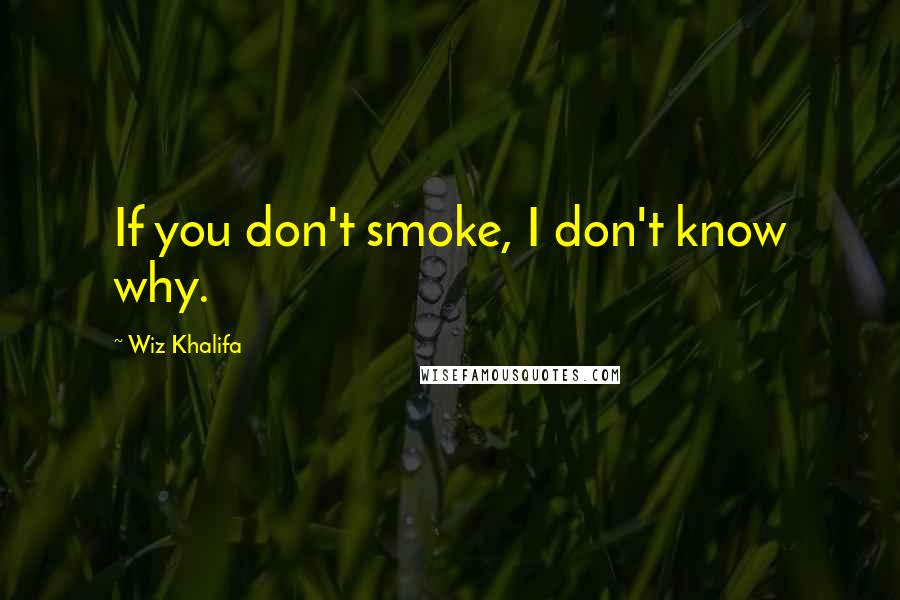Wiz Khalifa Quotes: If you don't smoke, I don't know why.
