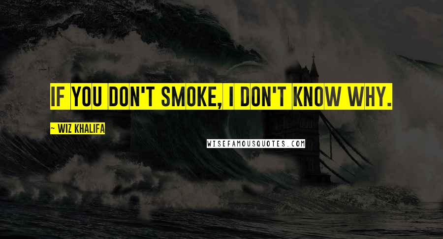 Wiz Khalifa Quotes: If you don't smoke, I don't know why.