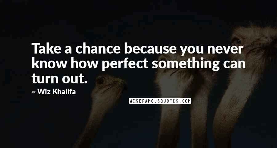 Wiz Khalifa Quotes: Take a chance because you never know how perfect something can turn out.