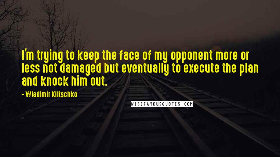 Wladimir Klitschko Quotes: I'm trying to keep the face of my opponent more or less not damaged but eventually to execute the plan and knock him out.