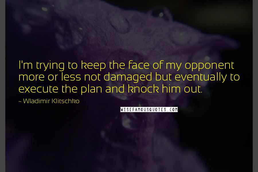 Wladimir Klitschko Quotes: I'm trying to keep the face of my opponent more or less not damaged but eventually to execute the plan and knock him out.