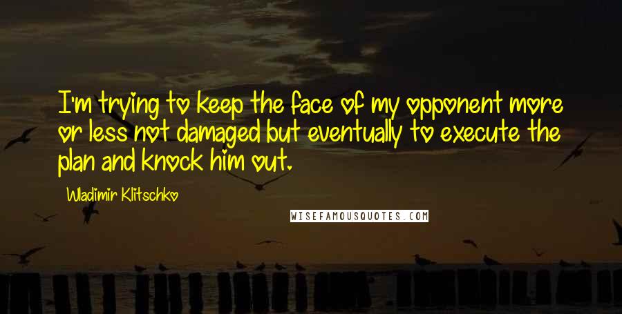 Wladimir Klitschko Quotes: I'm trying to keep the face of my opponent more or less not damaged but eventually to execute the plan and knock him out.