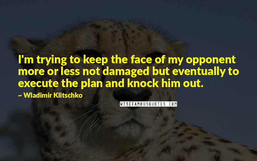 Wladimir Klitschko Quotes: I'm trying to keep the face of my opponent more or less not damaged but eventually to execute the plan and knock him out.