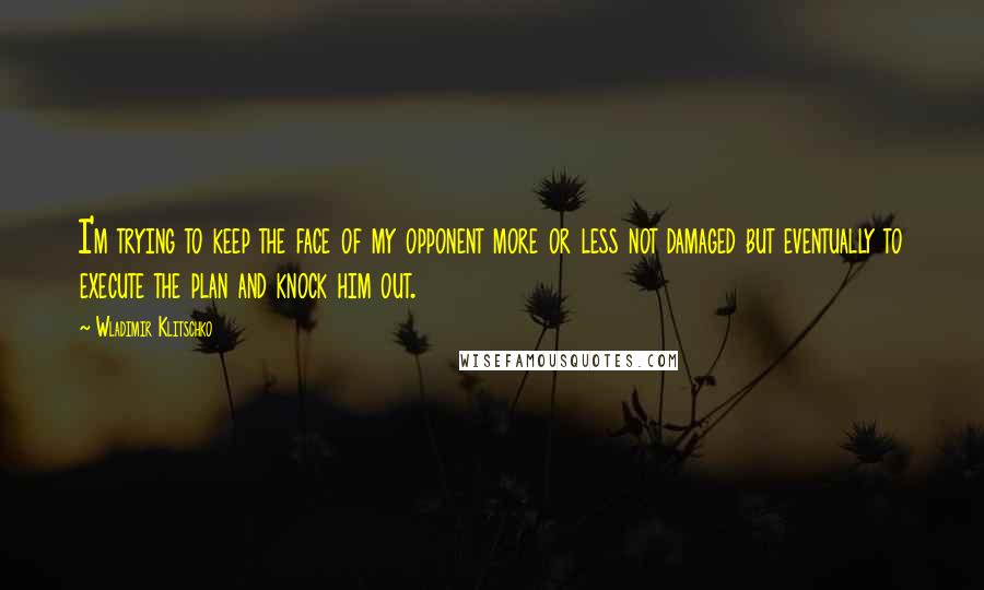 Wladimir Klitschko Quotes: I'm trying to keep the face of my opponent more or less not damaged but eventually to execute the plan and knock him out.