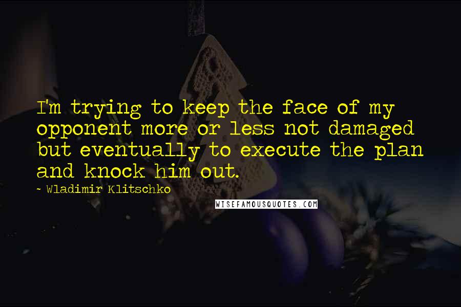 Wladimir Klitschko Quotes: I'm trying to keep the face of my opponent more or less not damaged but eventually to execute the plan and knock him out.