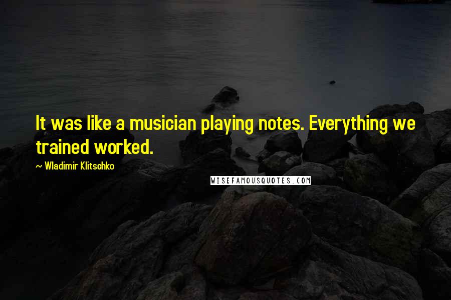 Wladimir Klitschko Quotes: It was like a musician playing notes. Everything we trained worked.
