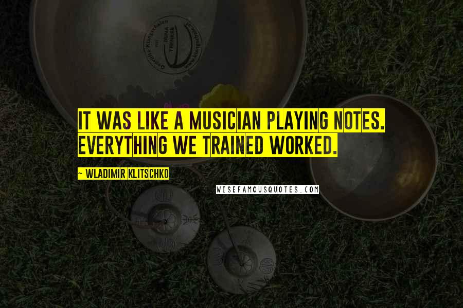 Wladimir Klitschko Quotes: It was like a musician playing notes. Everything we trained worked.