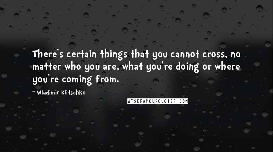 Wladimir Klitschko Quotes: There's certain things that you cannot cross, no matter who you are, what you're doing or where you're coming from.