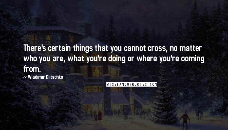 Wladimir Klitschko Quotes: There's certain things that you cannot cross, no matter who you are, what you're doing or where you're coming from.