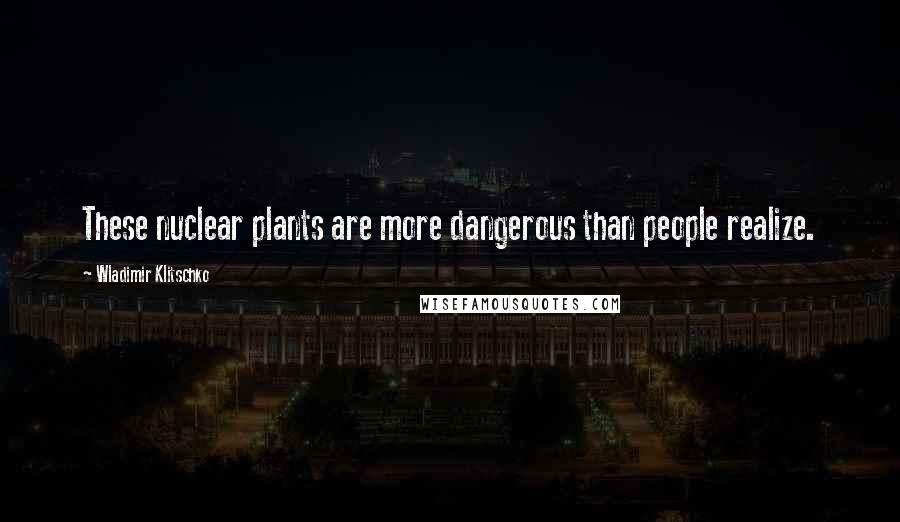 Wladimir Klitschko Quotes: These nuclear plants are more dangerous than people realize.