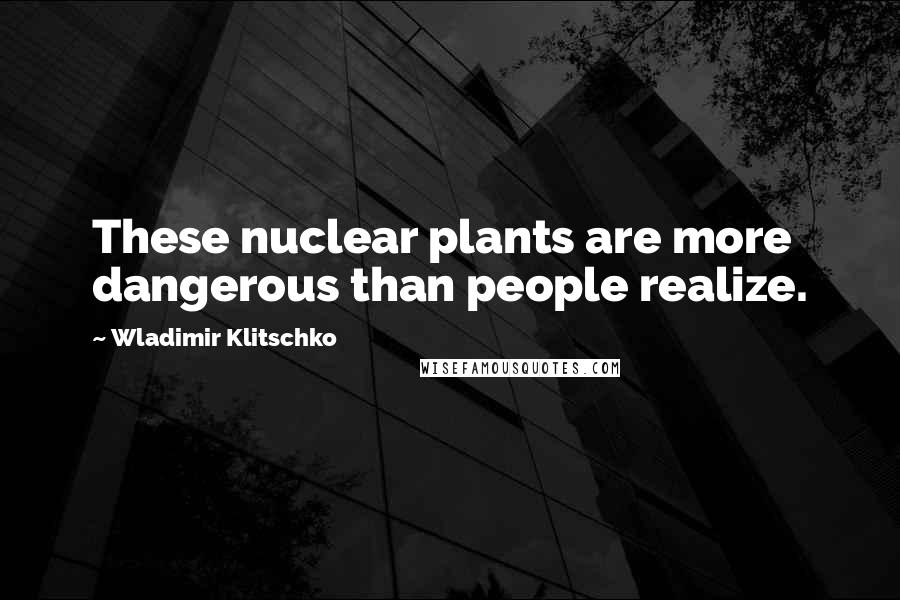 Wladimir Klitschko Quotes: These nuclear plants are more dangerous than people realize.