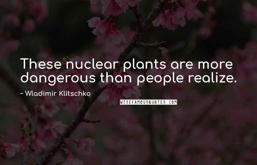 Wladimir Klitschko Quotes: These nuclear plants are more dangerous than people realize.