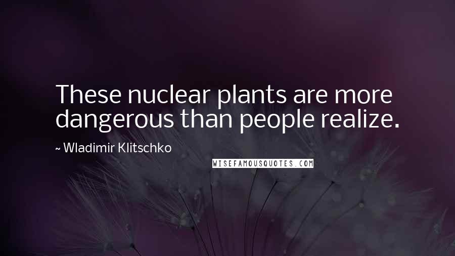Wladimir Klitschko Quotes: These nuclear plants are more dangerous than people realize.