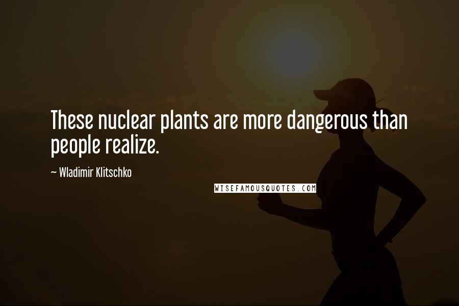 Wladimir Klitschko Quotes: These nuclear plants are more dangerous than people realize.